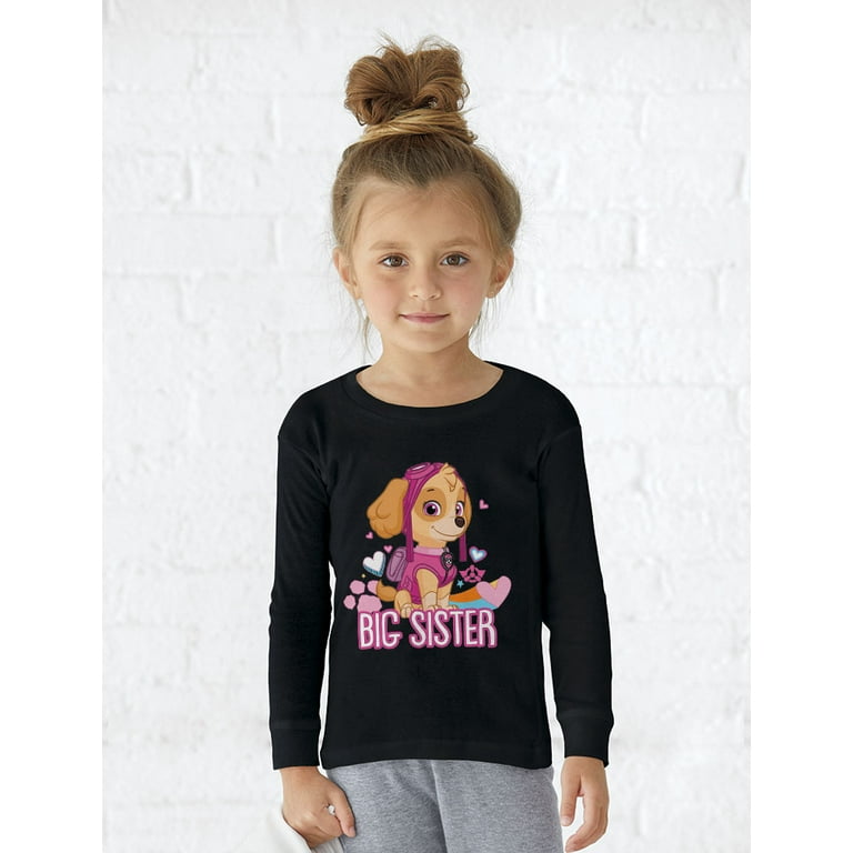 Big Sister Shirt Official Paw Patrol Skye Toddler Kids Girls Long Sleeve  Shirt 4T Black