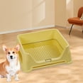 thumbnail image 1 of Inodoro para perros con pared protectora, soporte para almohadilla para orinar desmontable, caja de arena para perros de entrenamiento para animales amarillo, 1 of 8