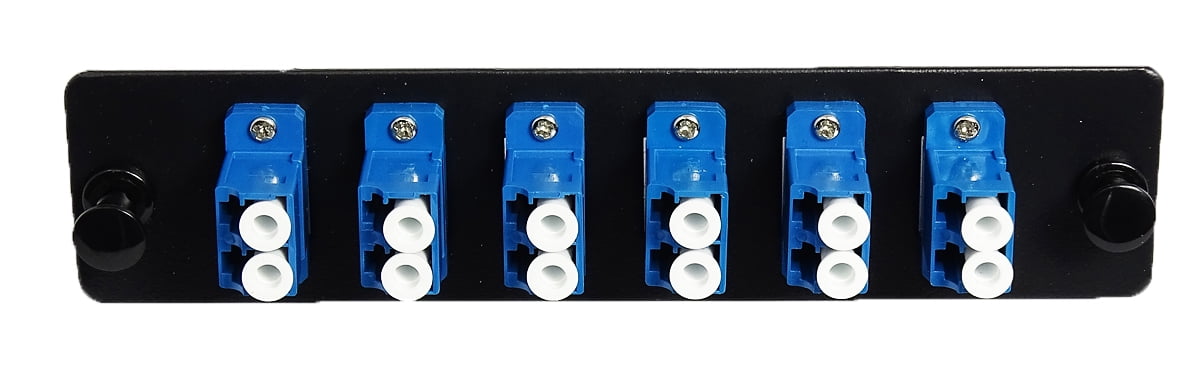 RiteAV LGX Footprint LC Adapter Panel, 6 Ports, Loaded w/6 LC Duplex Singlemode Adapters, Black