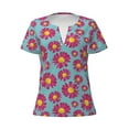 thumbnail image 3 of Naloa Daisies Flowers Print T-Shirts Short Sleeve V Neck Tees for Women Fashion Tops Trendy Lightweight Soft Casual Summer Outfits Clothes, 3 of 5
