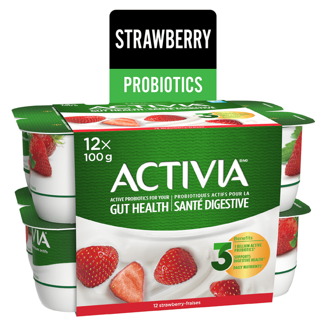 Activia Probiotic Yogurt, Strawberry, 12x100g