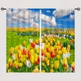 thumbnail image 3 of Floral Curtains Rod Pocket Blackout Room Darkening Curtains with Tulip Flower Scenery Scene Print Pattern Nature Landscape Theme Window Drapes for Kitchen Office Bedroom 2 Panels 26 x 36 Inch, 3 of 5