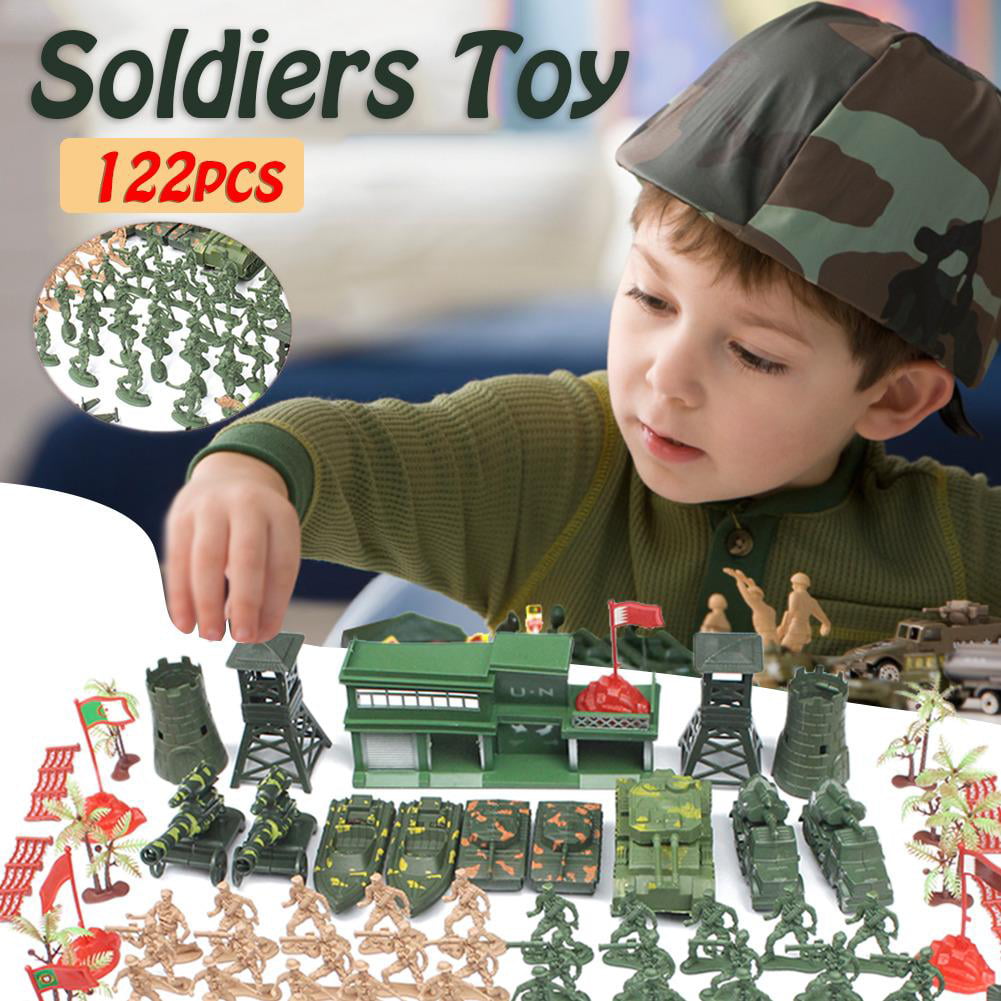 90pcs/set Army Men Soldier Tank Aircraft Military Base Sand Scene Model Toys 