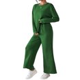 thumbnail image 2 of FIOPHY  Womens Fall 2 Piece Outfits Ribbed Knit Lounge Sets Crew Neck Sweatshirts and Drawstring High Waist Pants, 2 of 8