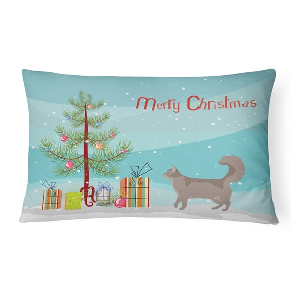 Carolines Treasures CK4723PW1216 Somali 2 Cat Merry Christmas Canvas Fabric Decorative Pillow, 12H x16W, multicolor