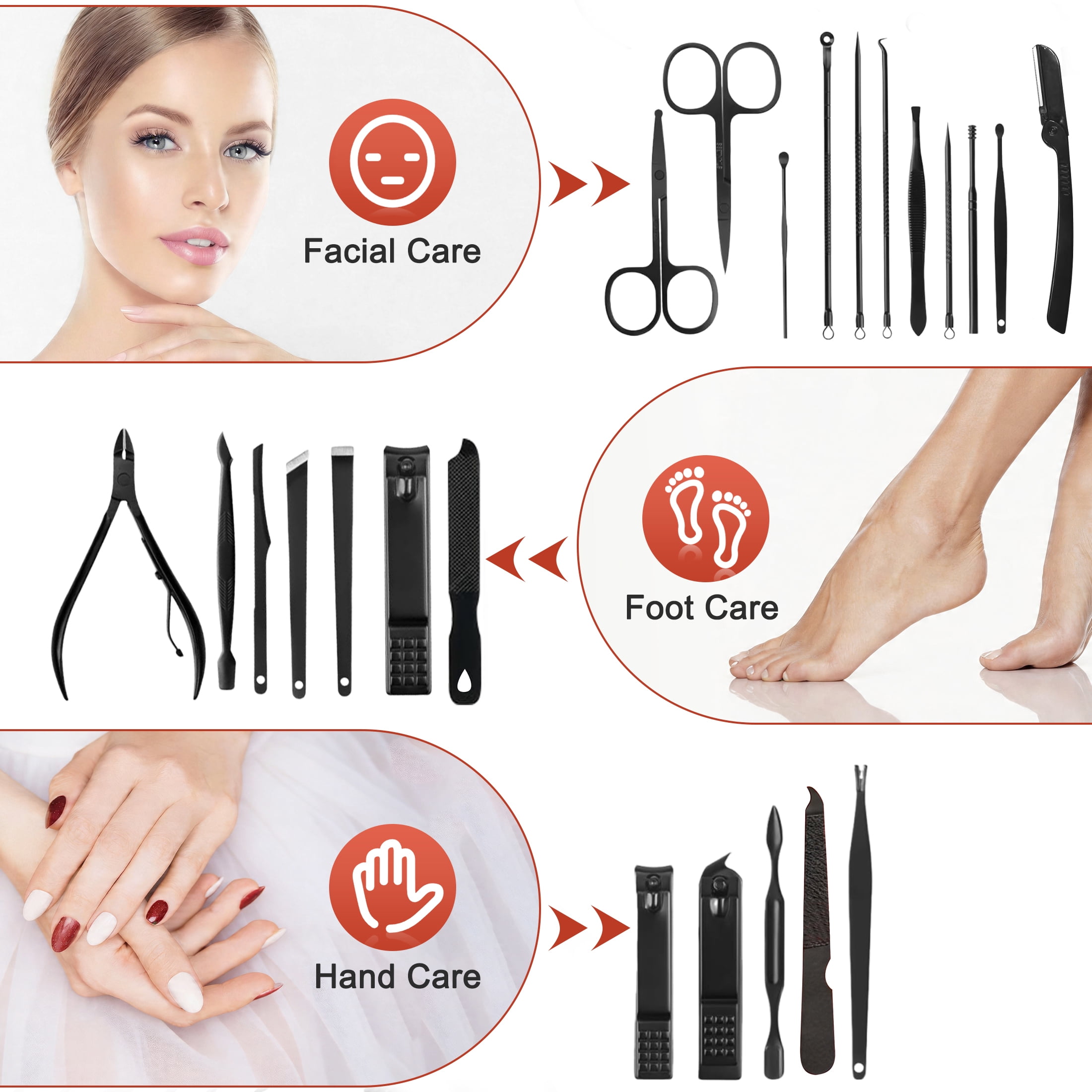 24Pcs Nail Clipper Manicure Set, Professional Nail Care Kit for Adults, Stainless Steel Manicure Tools with Storage Case, Ideal Gifts for Men Women Father Mother
