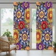 thumbnail image 5 of Outdoor Curtains for Patio Waterproof, Boho Blue Flower Outdoor Privacy Panels Grommet, Spring Bohemia Chic Red Yellow Floral Blackout Outside Curtains for Porch/Cabana 54"x95", 1 Panel, 5 of 8