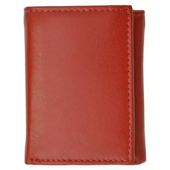 Premium soft red leather kids trifold wallet