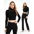 thumbnail image 3 of SSLR Turtleneck Crop Tops for Women Long Sleeve Shirts Mock Neck Base Layer Tops, 3 of 9