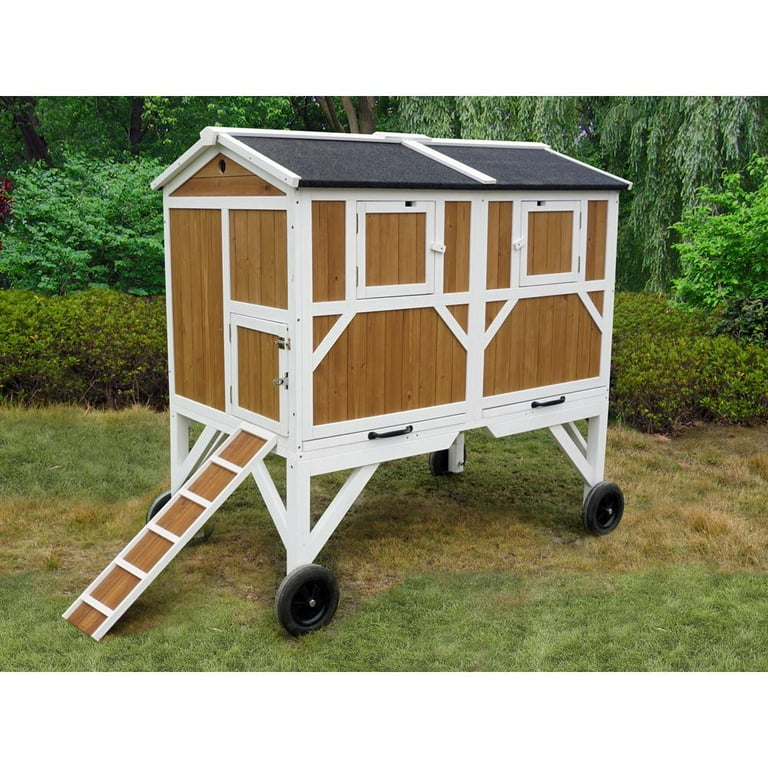 Zoovilla Poultry Chicken Coop with Wheels, Nesting Boxes, Natural