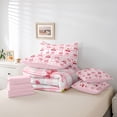 thumbnail image 6 of Feelyou Pink Bowknot Cherry Girl Comforter Set 7pcs, Love Heart Plaid Full Bedding Set, 6 of 8