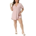 thumbnail image 2 of Agnes Orinda Women's Plus Size Sleepshirt Short Sleeve Soft Pajamas Dress V Neck Button Down Nightgown 4X Pink, 2 of 6