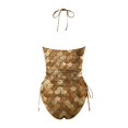 thumbnail image 4 of Womens Swimsuits Fish Scale Printed Lace Up Removable Bra Padded Separate Yellow Women Bathing Suits M, 4 of 5