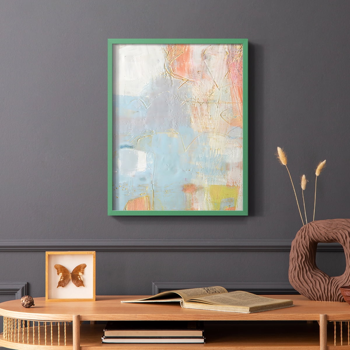 Cully II Framed Print in Green Solid Wood Framed Print No Nail Hanging