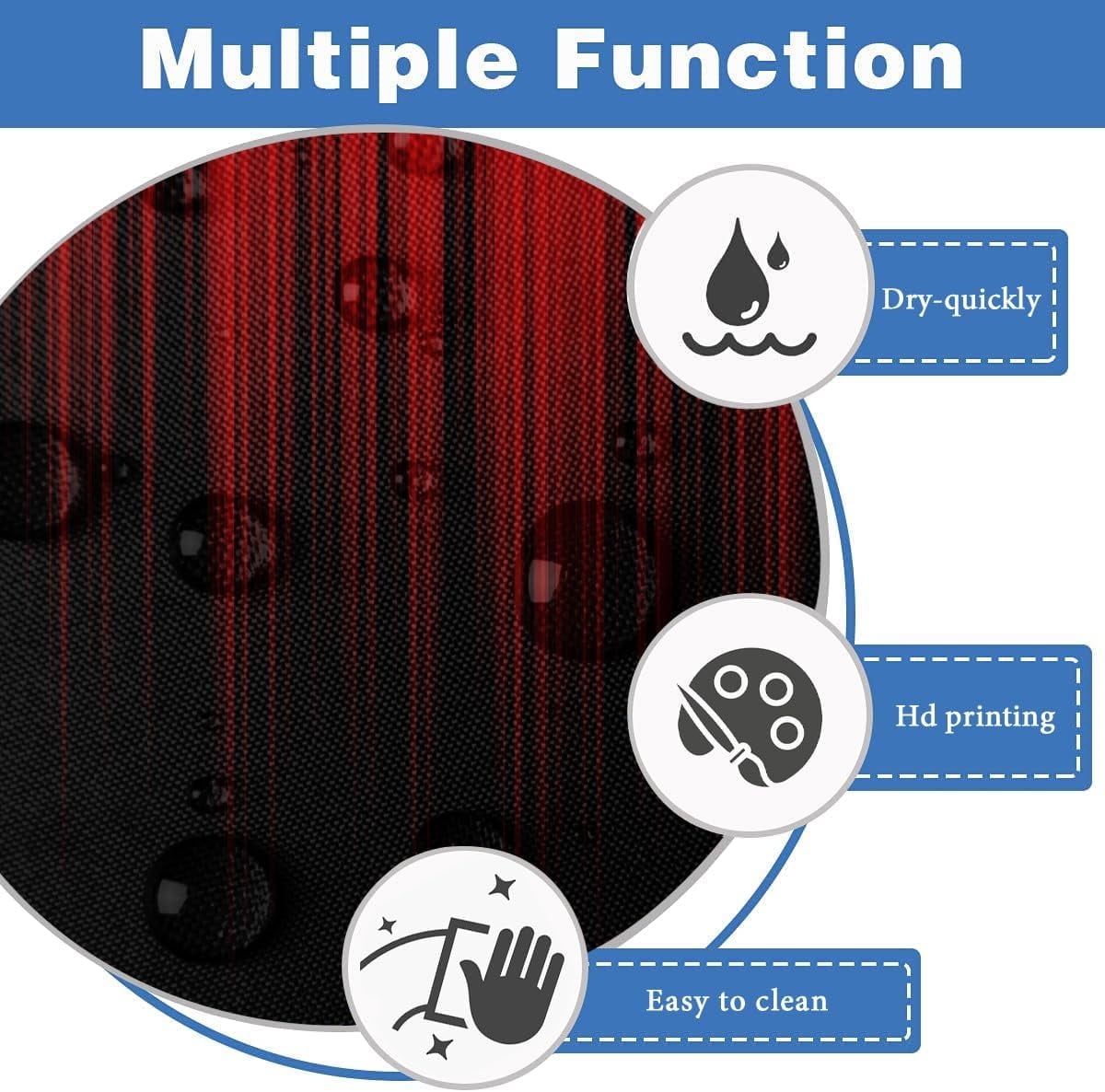 Red and Black Shower Curtain Funny Adult Men Anime Elegant Design Bright Decorative Asian Dark Abstract Cool Gradient Vintage Home Bathroom Decor Bathtub Set with 12 Hooks, 72x72, Modern