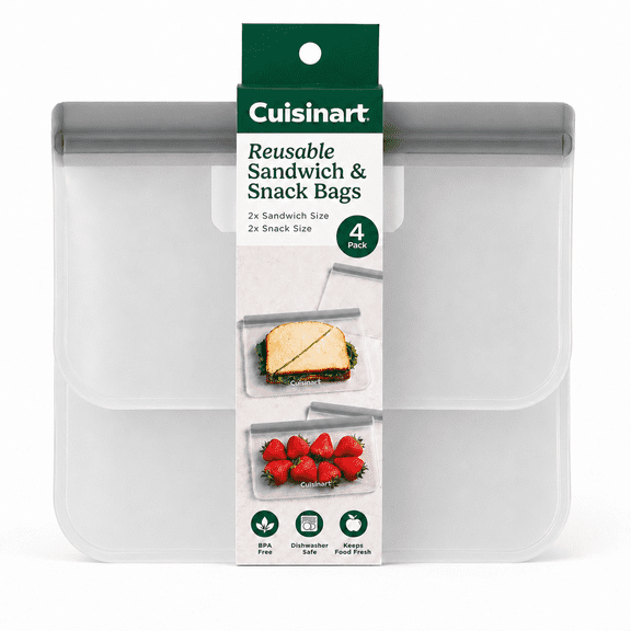 Cuisinart Reusable Sandwich and Snack Food Storage Bags, 4-Pack