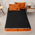 thumbnail image 4 of Homewish Halloween Spider Web Zipper Full Size Comforter Sets with Fitted Sheet and 2 Pillowcases for Kids, Vintage Spooky Theme Zipper Bedding Set, Black Reversible, 4-Piece, 4 of 6
