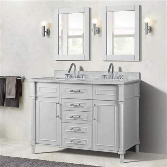 48 in. Double Vanity with Carrara Marble Top, White