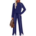 thumbnail image 3 of Conjuntos de Salón para Mujer, Conjuntos de 2 Piezas para Otoño, Pantalones Anchos, Conjuntos A Juego, Ropa de Mujer Azul Oscuro L, 3 of 8