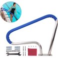 thumbnail image 1 of Pool Handrail, 39"L x 32"H Stainless Steel Pool Railing 250Lbs Load Capacity Inground Pool Rails with Blue Nylon Grip Cover Quick Mount Base Plate & Accessory, 1 of 6