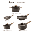 thumbnail image 3 of Carote Nonstick Granite Cookware Sets, 8Pcs Brown Pots and Pans, Induction Kitchen Cooking Set, 3 of 8