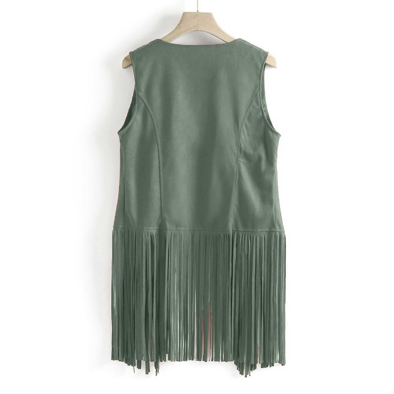 JGGSPWM Womens Fringe Vest Hippie Western Sleeveless Faux