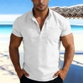 thumbnail image 2 of CAIVO Polo Shirts Men Button Up Short Sleeve Shirts Fashion Casual Business Work With Pocket Lapel Solid Color Classic Fit Golf Tops For Vacation , XXXL, 2 of 5