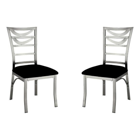 Bowery Hill 19" Contemporary Stainless Steel Dining Chair in Silver (Set of 2)