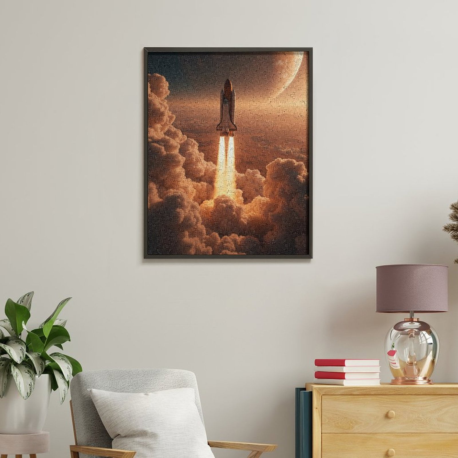 Paint By Numbers Kit for Adults Beginner - DIY Rocket Launching Through Clouds Canvas Painting Kits for Adults, Frameless Paint By Number for Adults for Home Wall Decor 16x20 Inch