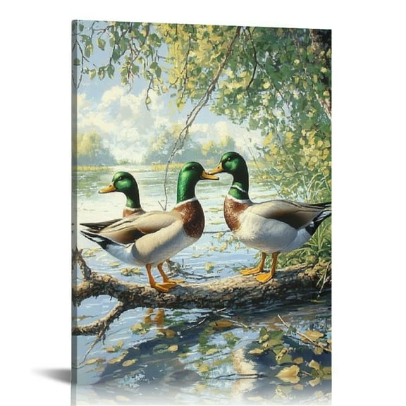 Patifu Ducks Wall Art Canvas for Living Room Bedroom Home Office Wall Decor Theme Ducks 12x16 in