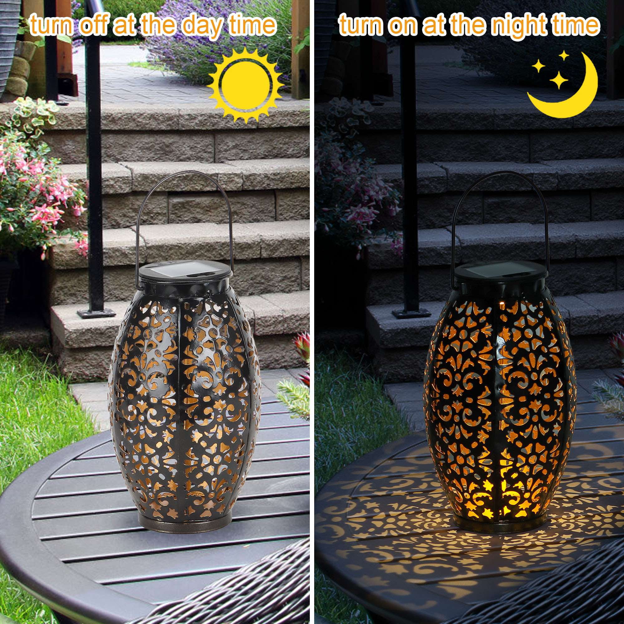 Spencer Solar Lanterns Outdoor Hanging Solar Lights Waterproof LED Lights with Shepherd Hook Decorative Landscape Stake Lights for Patio Garden Yard Pathway