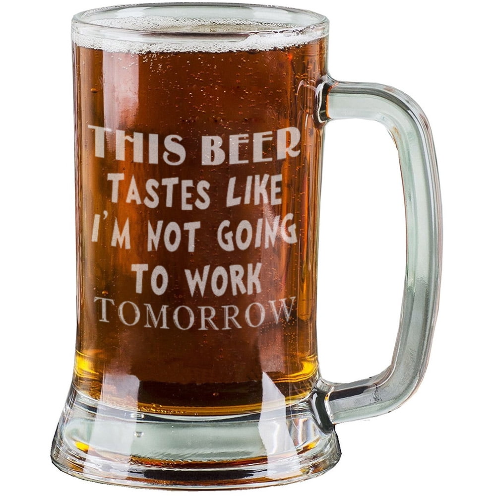 16 Oz Personalised Pint Beer Glasses Etched Mug Engraved with THIS BEER TASTES LIKE I'M... by
