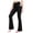 21# Black, variant on Girls Flare Leggings High Waisted V Crossover Casual Yoga Bell Bottoms with Pockets Pants for Kids,Black 5-6 Years