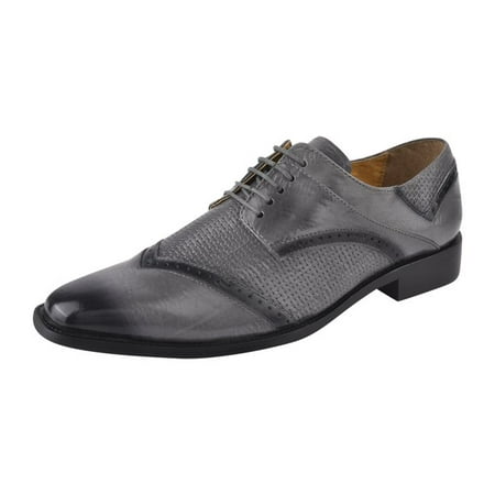 Image of LIBERTYZENO Mens Classic Derby Style Genuine Leather Lace Up Dress Shoes Gray