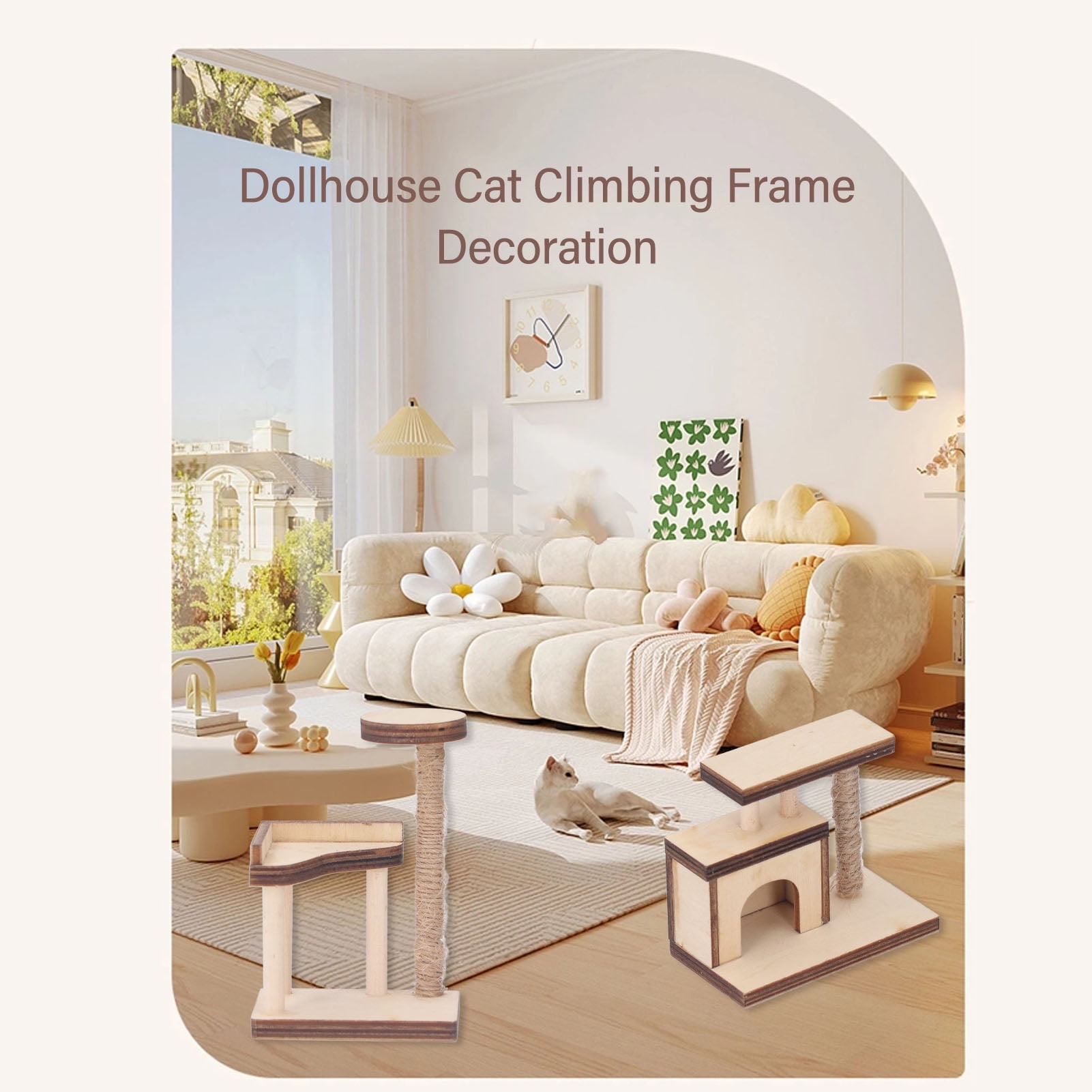 Miniature 1:12 Dollhouse Prop Cats Tree Model Mini Cat Tower