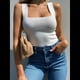 thumbnail image 5 of Camisetas Sin Mangas Acanaladas para Mujer, Verano 2025, Cuello Cuadrado, Informales, Ajustadas, de Punto. XXL, 5 of 8