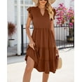 thumbnail image 2 of Flowers and love Summer Dresses for Women Ruffle Sleeve V Neck Midi Dress Casual Beach Sundress with Pockets, 2 of 5