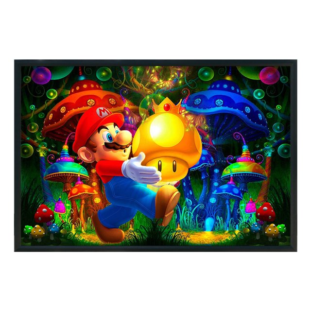 Cuadros Decorativos Punto de cruz completo 11CT Hilo de algodón Super Mario Bros Kits de bordado contados Ehuebsd embutido en tela