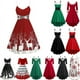 thumbnail image 3 of Vestido de invierno de Navidad para mujer, elegante vestido de manga larga abullonada con cuello de piel sintética, traje Midi para fiesta de Navidad y Año Nuevo, 3 of 4