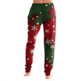 thumbnail image 5 of Women's Christmas Print Pajama Pants, Elastic Waist Tapered Casual Jogger Trousers, Holiday Cozy Soft Winter Sleepwear Bottoms Green XL, 5 of 5