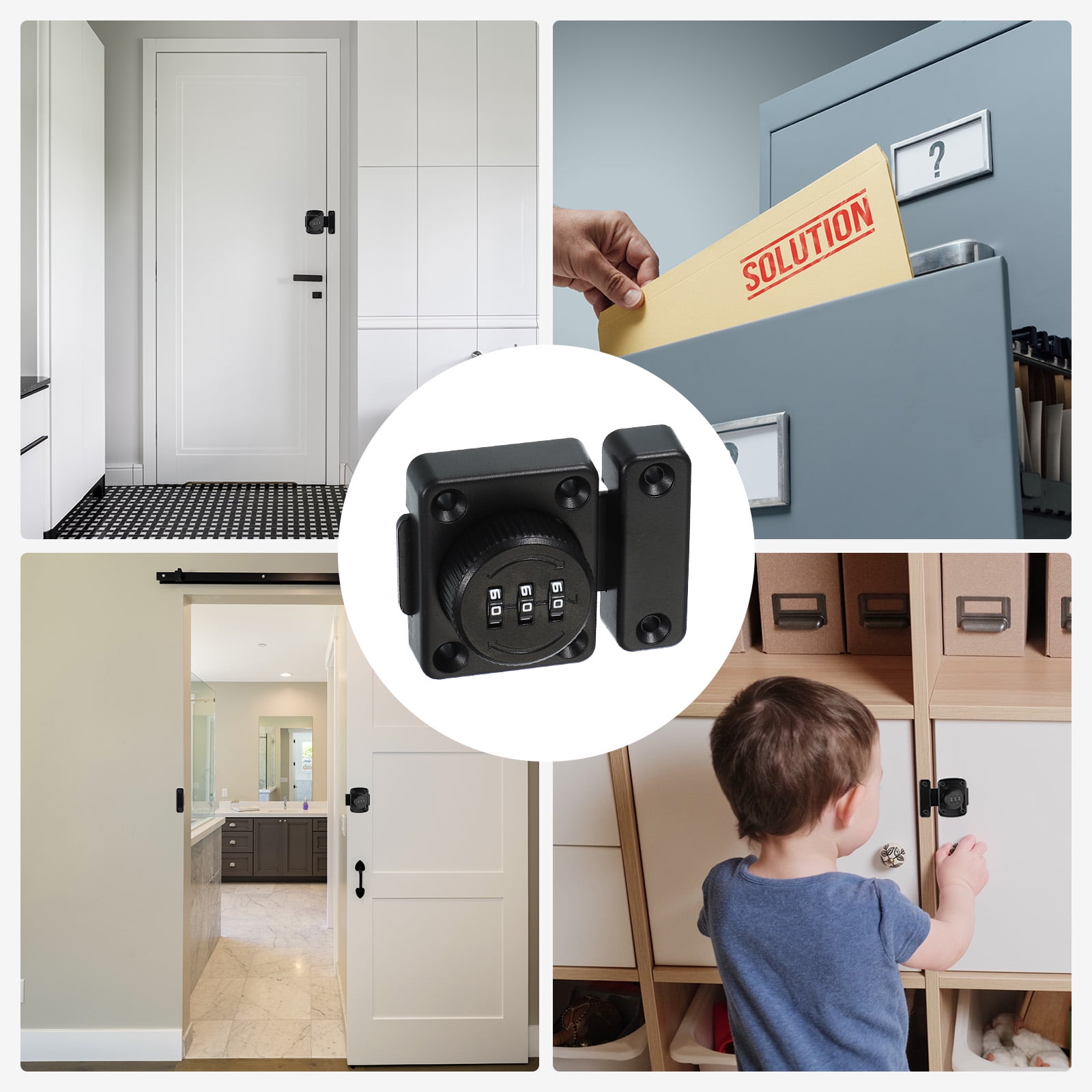 Uxcell Combination Cabinet Latch Zinc Alloy Keyless Drawer Lock 3-Digit Password Cabinet Lock Safety Lock Black