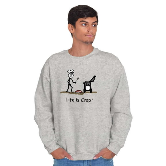 Drop BBQ Steak Funny Lifestyle Men's Crewneck Sweatshirt Brisco Brands S