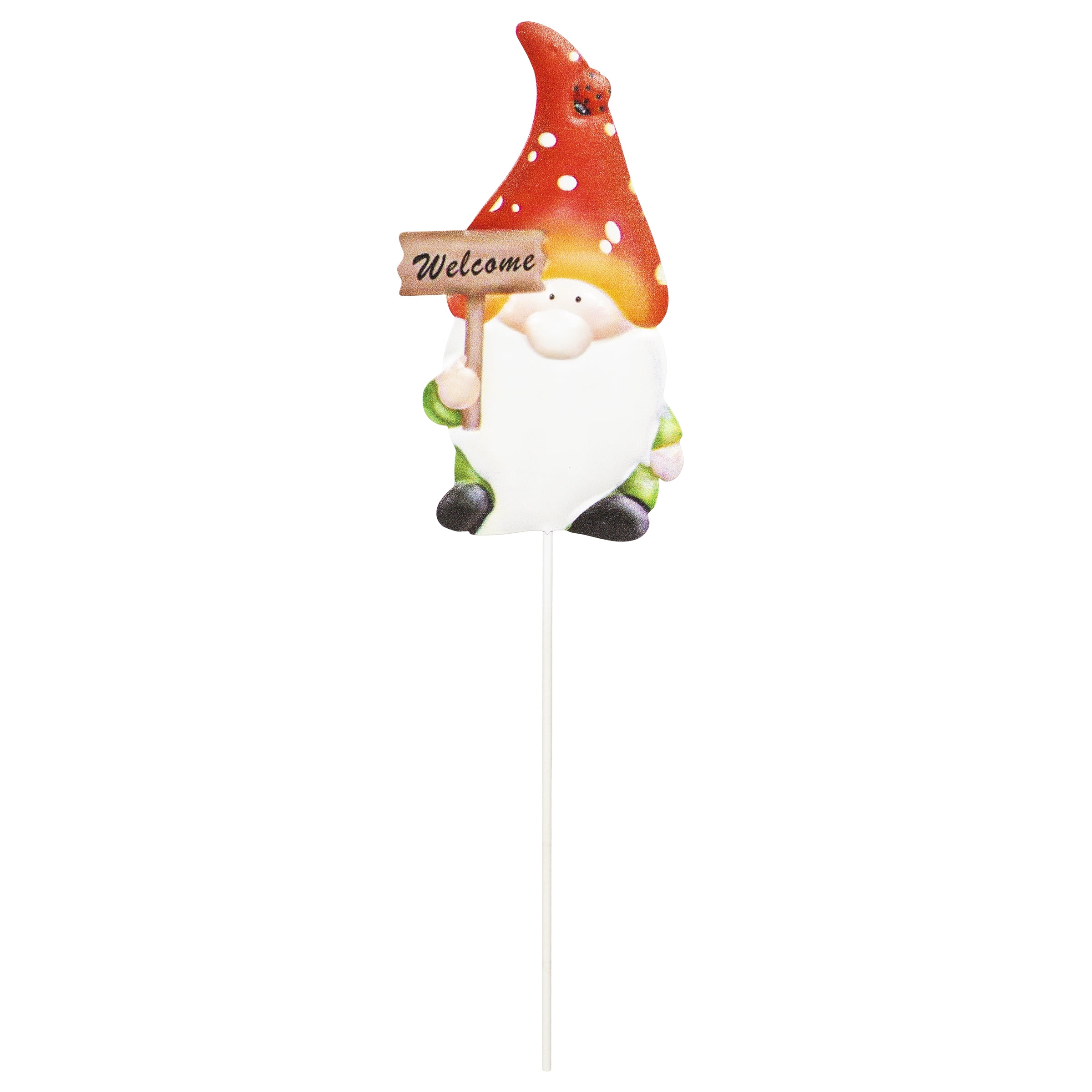 (6 pack) Mainstay 3.75" x 12" Metal Welcome Gnome Plant Stake