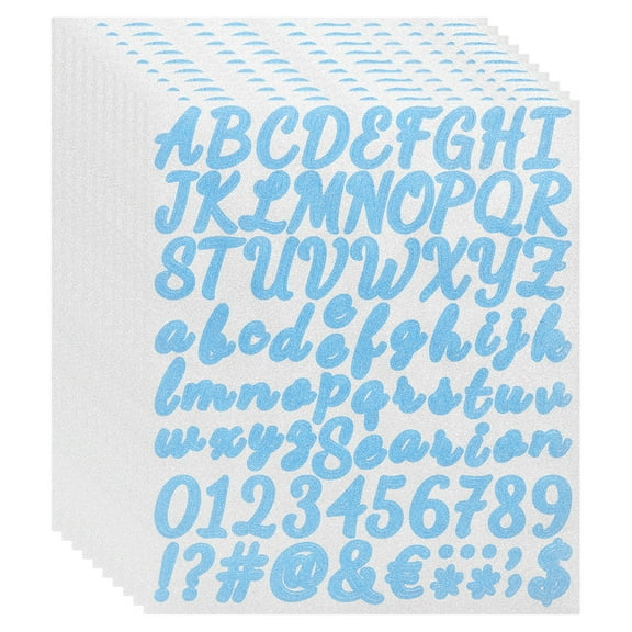 760Pack 10Sheets Glitter Letter Stickers Self-Adhesive Alphabet Sticker Blue