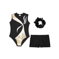 thumbnail image 3 of inlzdz Sparkle Gymnastics Leotard for Girls Ballet Dance Bodysuit with Athletic Shorts Dancewear Black-A 8, 3 of 5