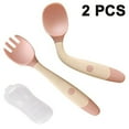 thumbnail image 1 of Baby Utensils Spoons Forks 2 Sets, Cute Toddlers Feeding Training Spoon and Fork Tableware Set Easy Grip Heat-Resistant Bendable BPA Free Great Self-Feeding Learning Spoons Forks for Kids, 1 of 7