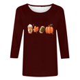 thumbnail image 4 of KIHOUT Hauts en Liquidation, Chemises à Manches 3/4 pour Femmes Blouse Imprimée Graphique d'Automne Col Rond T-shirts Décontractés Amples Chandails en Molleton Blouse, 4 of 4
