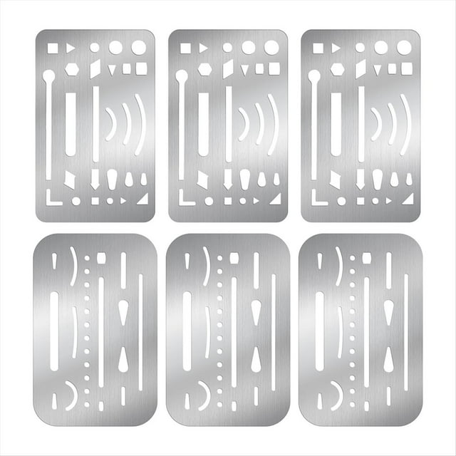6PCS 2 Styles Stainless Steel Erasing , Eraser Shield Eraser Template Drawing Template Shield Drafting Tools,6 * Precision Erasing Shield Set