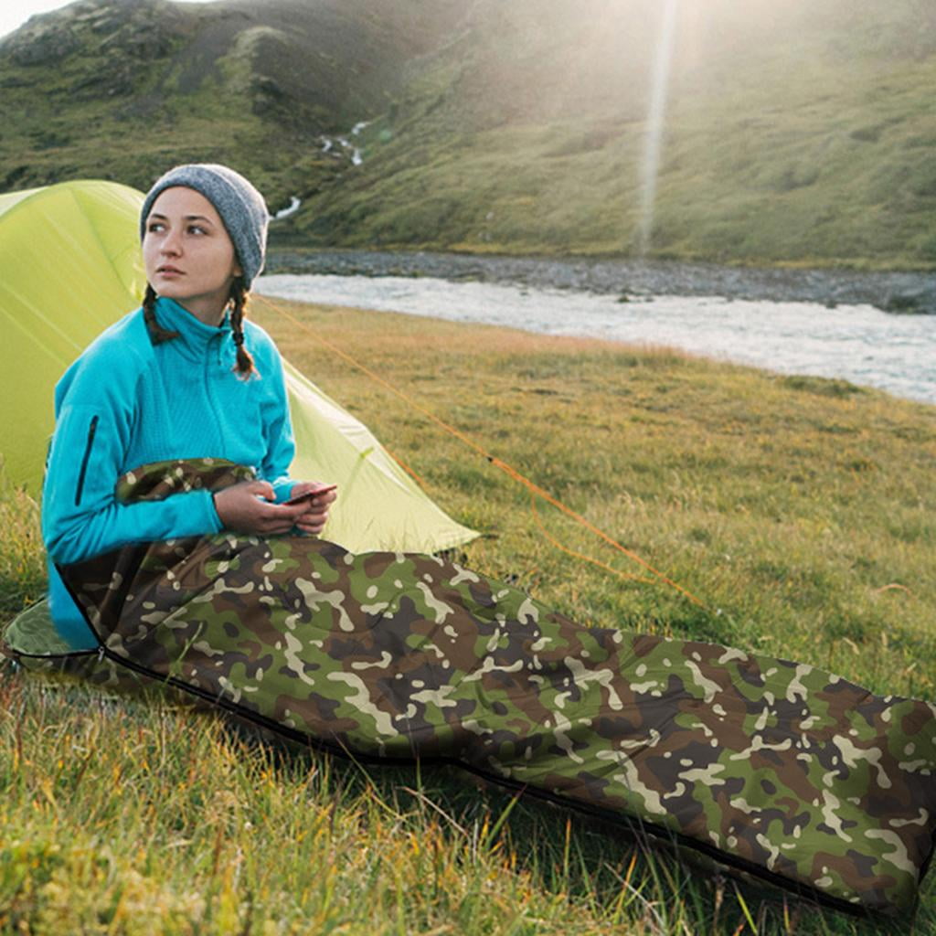 Axioma Portable Single Envelope Sleeping Bag with Zip Compact Warm Polyester Comfortable Green for Camping Hiking Winter Adult Indoor Backpacking
