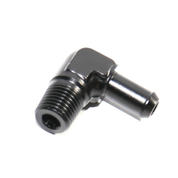 (one) 1/8NPT Male to 5/16" Hose Barb 90 Degree Aluminum Fitting Adapter Black